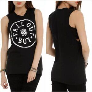 Hot Topic Fall Out Boy | Size Small | Logo Sleeveless Black Muscle Tank Top Emo